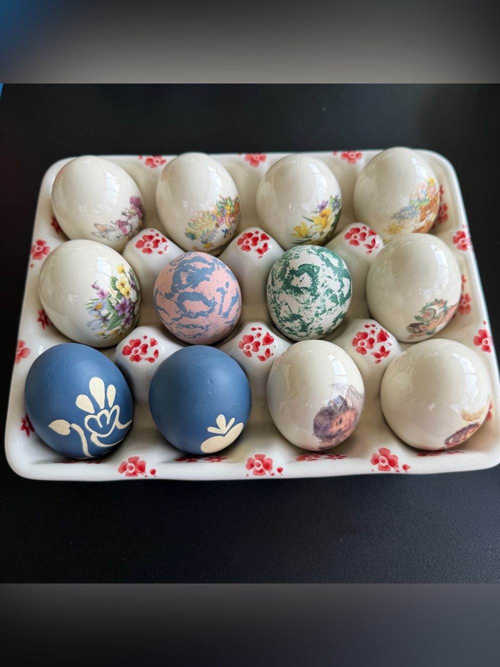 Hand-Painted Decorative Ceramic Eggs - Blue, Pink, Green, Cream - Unbranded
